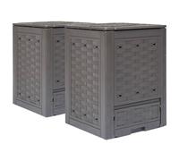vidaXL Composteurs de jardin 2 pcs 60x60x83 cm 600 L Plastique rotin 278917