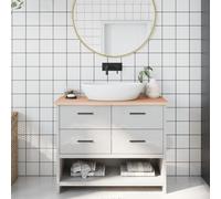 vidaXL Comptoir de Salle de Bain, Dessus d'Armoire avec Bord Vivant, Plan de Travail de Toilette, 100x40x2 cm Bois Massif Non Traité