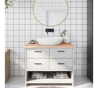 vidaXL Comptoir de Salle de Bain, Dessus d'Armoire avec Bord Vivant, Plan de Travail de Toilette, 100x50x2 cm Bois Massif Non Traité