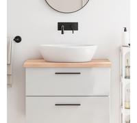 Vidaxl Comptoir De Salle De Bain 80x50x(2-4) Cm Bois Massif Non Traité