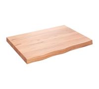 vidaXL Plan de travail de salle de bain – Bord vivant – Bois traité Marron clair 80x60x(2-6) cm