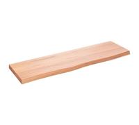 vidaXL Comptoir de Salle de Bain, Dessus d'Armoire avec Bord Vivant, Plan de Travail de Toilette, Marron Clair 100x30x(2-4) cm Bois Traité