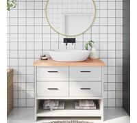 Vidaxl Comptoir De Salle De Bain Marron 100x60x(2-6) Cm Bois Traité Marron
