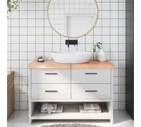 vidaXL Comptoir de Salle de Bain, Dessus d'Armoire avec Bord Vivant, Plan de Travail de Toilette, Marron Clair 120x50x(2-6) cm Bois Traité