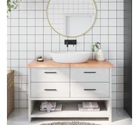 vidaXL Comptoir de Salle de Bain, Dessus d'Armoire avec Bord Vivant, Plan de Travail de Toilette, Marron Clair 120x60x(2-4) cm Bois Traité