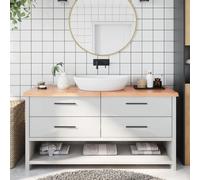 Vidaxl Comptoir De Salle De Bain Marron 160x60x(2-4) Cm Bois Traité Marron