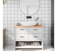 vidaXL Comptoir de salle de bain – Dessus d'armoire, bord vivant Bois traité 100x50x2 cm Marron clair