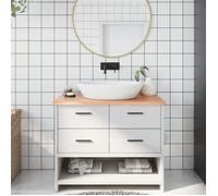 vidaXL Comptoir de salle de bain – Dessus d'armoire, bord vivant Bois traité 100x50x2 cm Marron clair