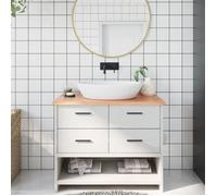 vidaXL Comptoir de salle de bain marron clair 100x60x2 cm bois traité 3156134