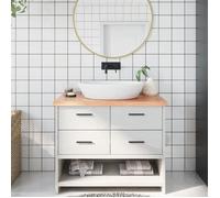 vidaXL Plan de travail pour salle de bain bord vivant Bois traité Marron clair 100×60×(2–4)cm