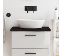 vidaXL Comptoir de salle de bain marron foncé bois massif traité