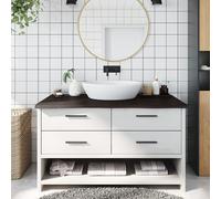 vidaXL Comptoir de salle de bain marron foncé bois massif traité