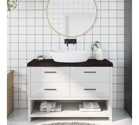 vidaXL Comptoir de Salle de Bain, Dessus d'Armoire avec Bord Vivant, Plan de Travail de Toilette, Marron Foncé 120x60x(2-6) cm Bois Massif Traité