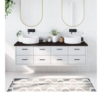 Vidaxl Comptoir De Salle De Bain Marron Foncé Bois Massif Traité Gris