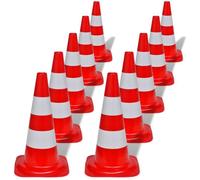 Cône de signalisation réfléchissant 10 pcs 50 cm Rouge et blanc Rouge et blanc G