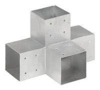 vidaXL Connecteur de poteau Forme en X Métal galvanisé 101x101 mm Gris G