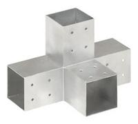 vidaXL Connecteur de poteau Forme en X Métal galvanisé 81x81 mm Gris G
