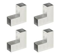vidaXL Connecteurs de poteau en L Métal galvanisé 71x71 mm 4 pcs
