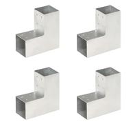 vidaXL Connecteurs de poteau 4 pcs Forme en L Métal galvanisé 81x81 mm