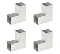 vidaXL Connecteurs de poteau Forme en L – 4 pcs Métal galvanisé 81x81 mm Gris G