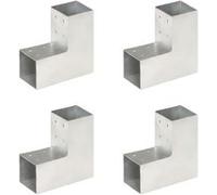 Connecteurs de poteau 4 pcs Forme en L Métal galvanisé 81x81 mm