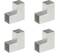 vidaXL Connecteurs de poteau 4 pcs Forme en L Métal galvanisé 91x91 mm Gris G
