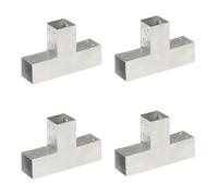 vidaXL Connecteurs de poteau 4 pcs Forme en T Métal galvanisé 71x71 mm
