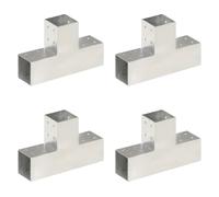 vidaXL Connecteurs de poteau 4 pcs Forme en T Métal galvanisé 81x81 mm