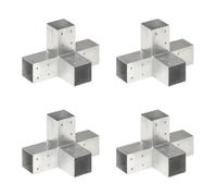 vidaXL Connecteurs de poteau Forme en X 4 pcs Métal galvanisé 71 x 71 mm