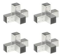 vidaXL Connecteurs de poteau Forme en X 4 pcs Métal galvanisé 71 x 71 mm
