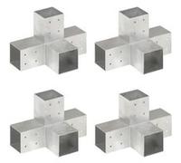 vidaXL Connecteurs de poteau 4 pcs Forme en X Métal galvanisé 81x81 mm Gris G