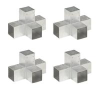 vidaXL Connecteurs de poteau Forme en X 4 pcs métal galvanisé 91x91 mm Gris G
