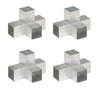 vidaXL Connecteurs de poteau 4 pcs Forme en X Métal galvanisé 91x91 mm