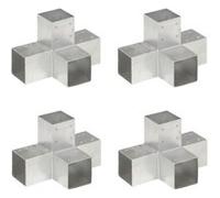 vidaXL Connecteurs de poteau Forme en X 4 pcs métal galvanisé 91x91 mm Gris G