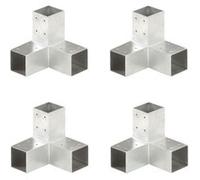 vidaXL Connecteurs de poteau 4 pcs Forme en Y Métal galvanisé 71x71 mm Gris G