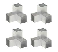 vidaXL Connecteurs de poteau Forme en Y Métal galvanisé 91x91 mm 4 pcs Gris G