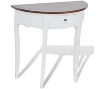 vidaXL Table console avec tiroir et dessus de table marron Demi-ronde
