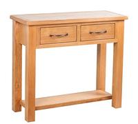 vidaXL Table console à 2 tiroirs Bois de chêne massif 83x30x73 cm marron