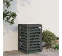 vidaXL Abri pour poubelle sur roulettes 825102 G – Bois massif de pin gris – 84x90x128,5 cm