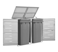 vidaXL Abri pour deux poubelles 138x77,5x112,5 cm Inox