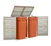 vidaXL Abri pour deux poubelles 138x77,5x115,5 cm Inox, 37.7 kg