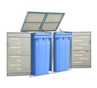 vidaXL Abri pour Deux Poubelles, Cache-poubelle avec Couvercle, Boîte de Rangement à Poubelles Jardin Extérieur, 149567