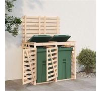 Abri pour poubelle double sur roulettes bois massif de pin vidaXL