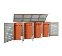 vidaXL Abri pour quatre poubelles 149565 – Cache-poubelle avec couvercle pour jardin