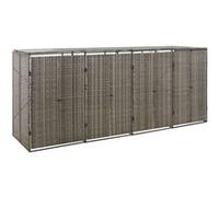 Vidaxl Abri Pour Poubelle Quadruple Gris 274x80x117 Cm Résine Tressée