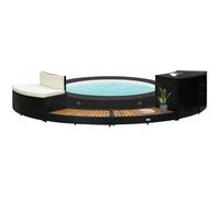 vidaXL Contour pour spa Noir Poly rotin et bois d'acacia massif 316651
