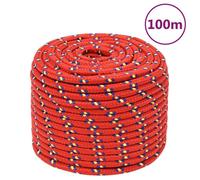 vidaXL Corde de Bateau Corde de Levage Câble d'Amarrage Ancrage Navire Lignes de Gréement Corde à Linge Rouge 12 mm 100 m 152407