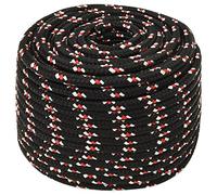 vidaXL Corde de Bateau Corde de Levage Câble d'Amarrage Ancrage Navire Lignes de Gréement Corde à Linge Noir 14 mm 100 m Polypropylène