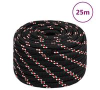 vidaXL Corde de bateau Noir 20 mm 25 m Polypropylène