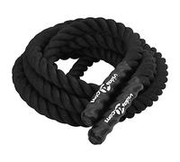 vidaXL Corde de Combat, Corde d'Entraînement Ondulatoire avec Poignées, Corde de Bataille Portable pour Exercice, Noir 6 m 4,5 kg Polyester